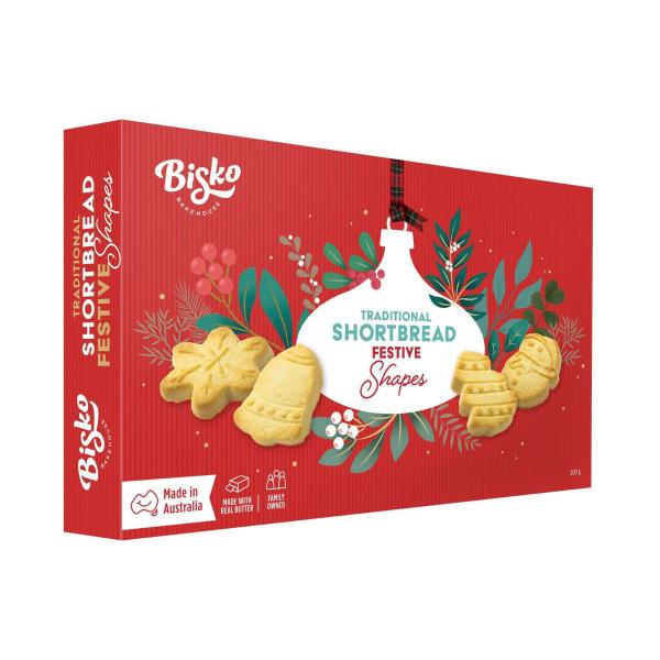 BISKO BUTTER SHORTBREAD FESTIVE SHAPES 300G