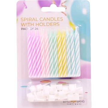 Whiz Pop Bang Spiral Candles With Holder 24 pack