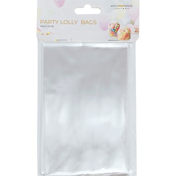 Whiz Pop Bang Party Lolly Bags Clear 30 pack