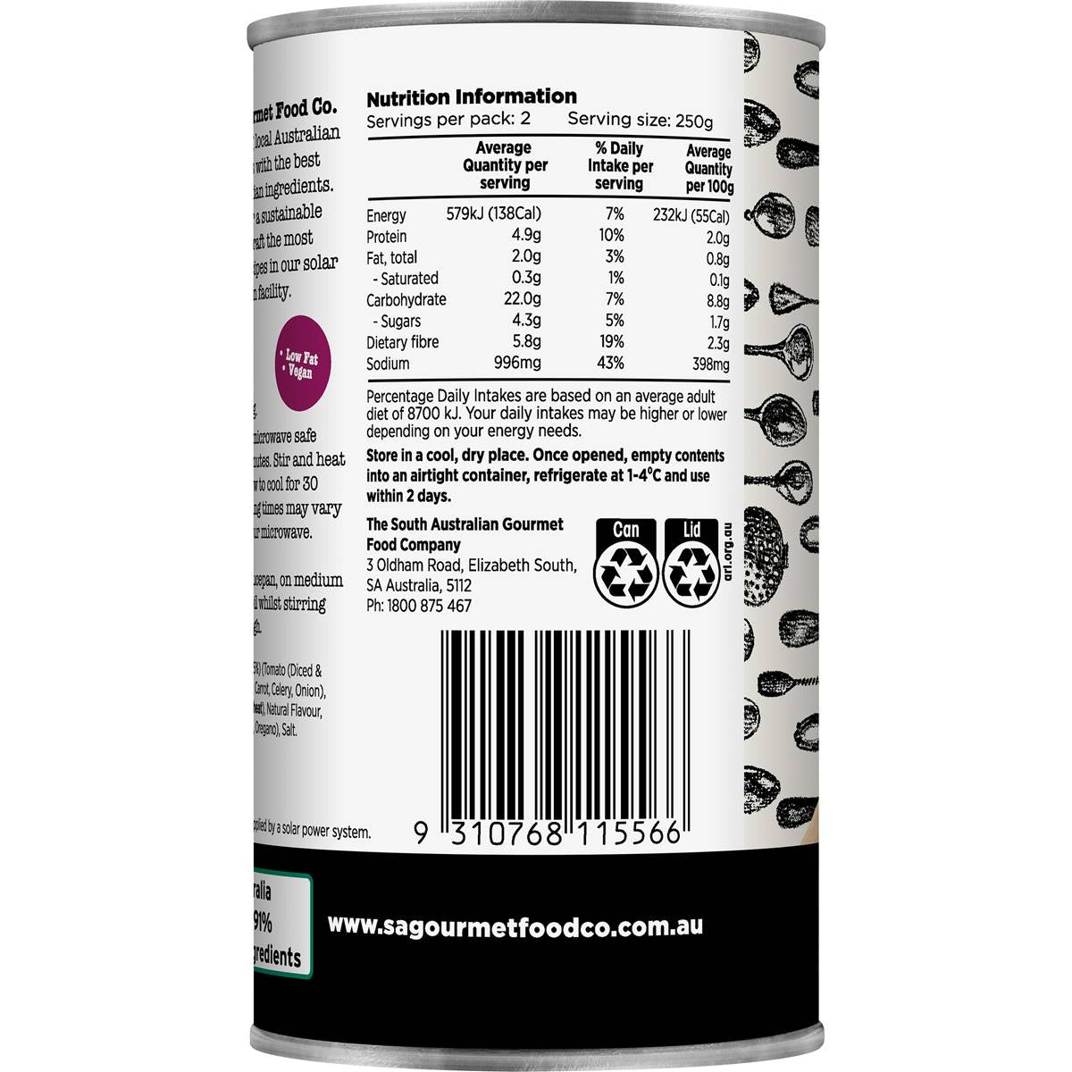 South Australian Gourmet Food Company Italian Minestrone Soup 505g