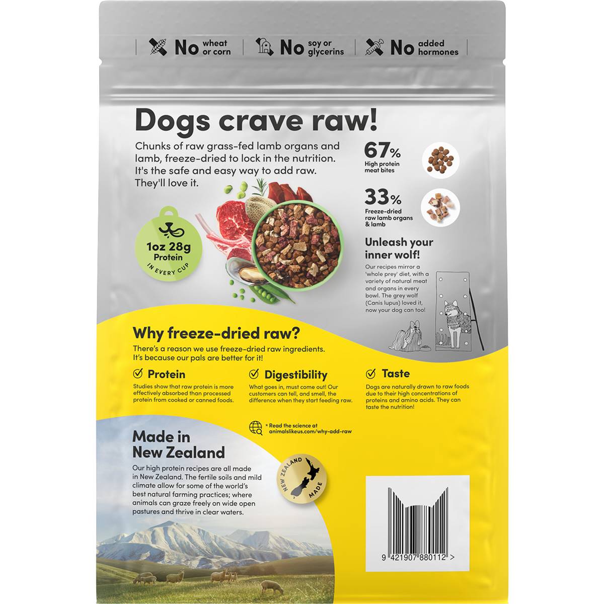Animals Like Us RawMix33 Dry Dog Food With Lamb 1kg