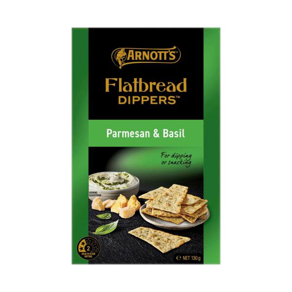 ARNOTTS FLATBREAD DIPPERS:PARMESAN & BASIL:.:130 GRAM