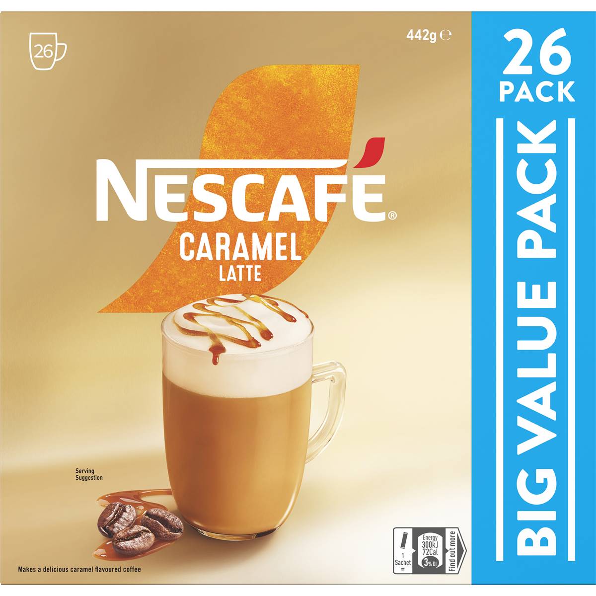 Nescafe Caramel Latte Coffee Sachets 26 Pack
