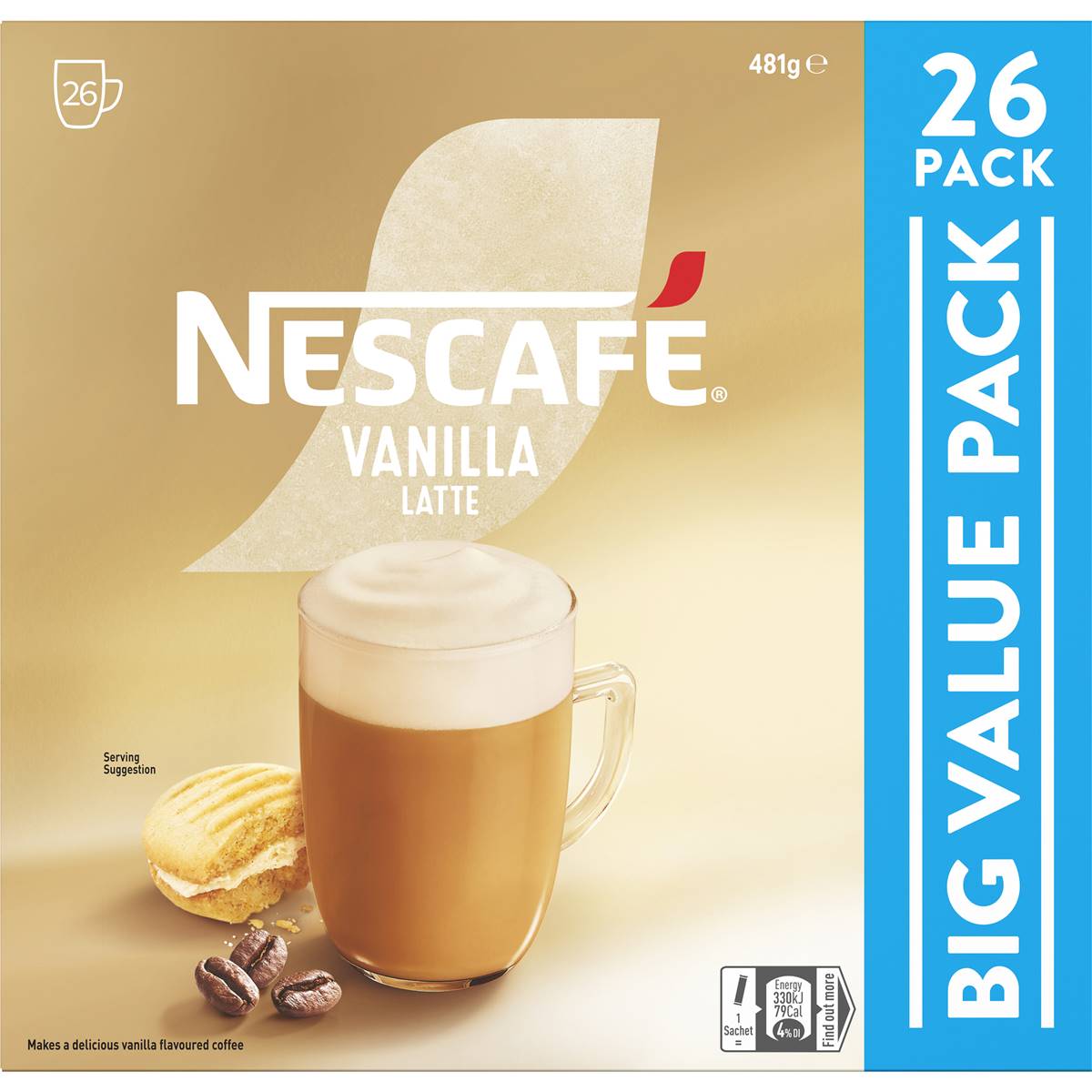 Nescafe Vanilla Latte Coffee Sachets 26 Pack