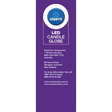 Olsent LED Candle Globe Bc 5.5W 480Lm Warm White 2 pack