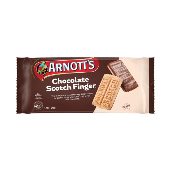 ARNOTT'S CHOCOLATE SCOTCH FINGER HALF COAT BISCUITS 250G