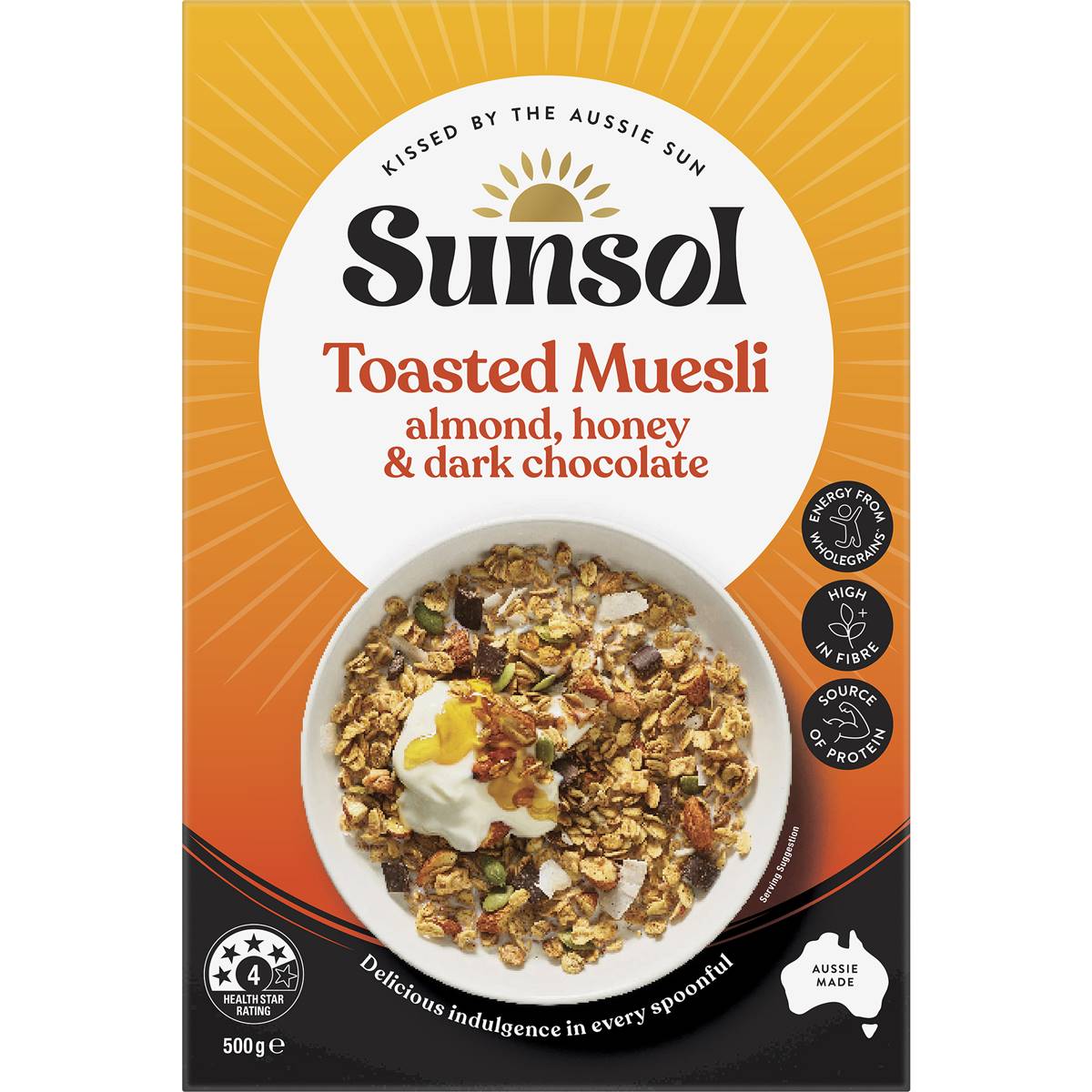 Sunsol Toasted Muesli Almond Honey & Dark Chocolate 500g