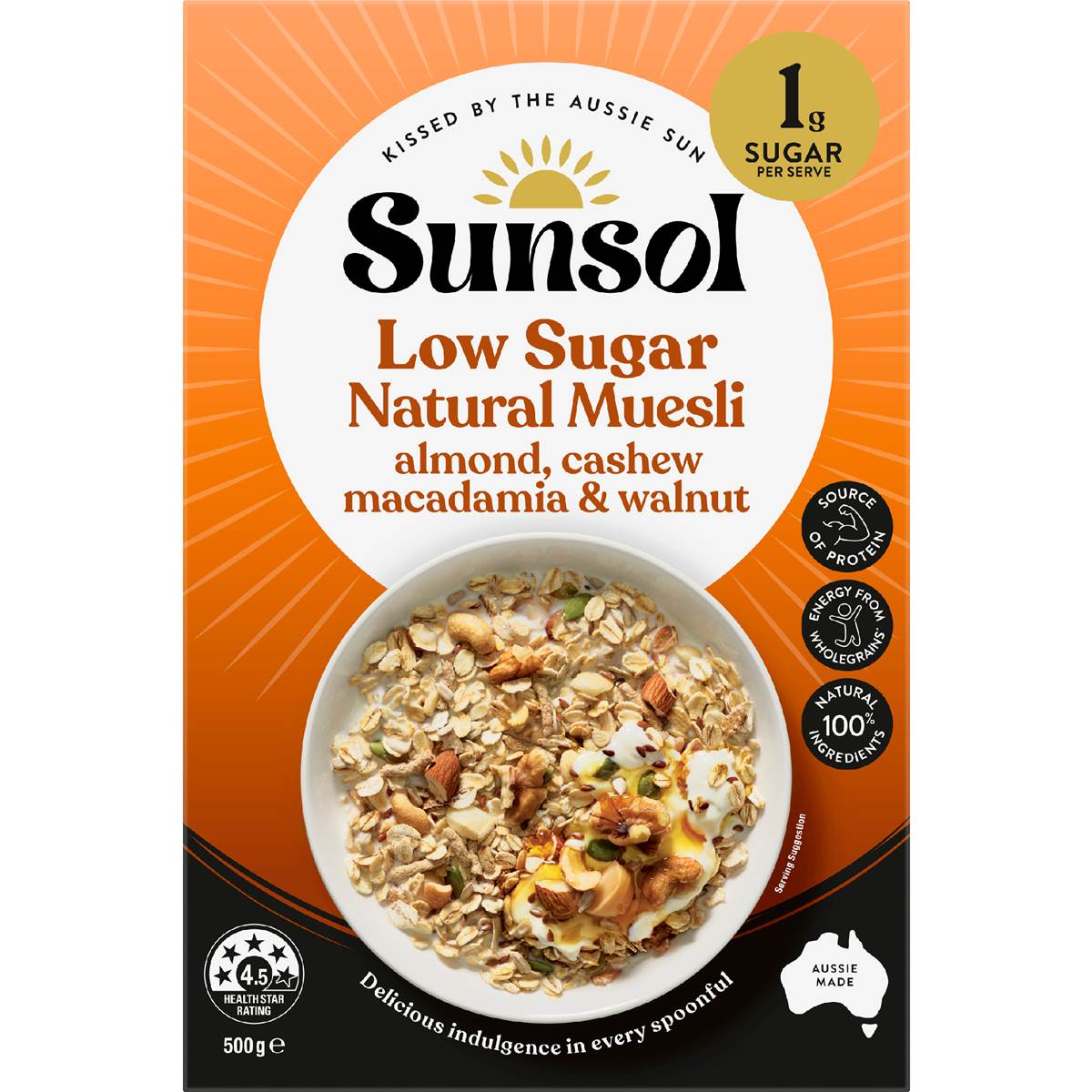 Sunsol Natural Muesli Almond Cashew Macadamia & Walnut 500g