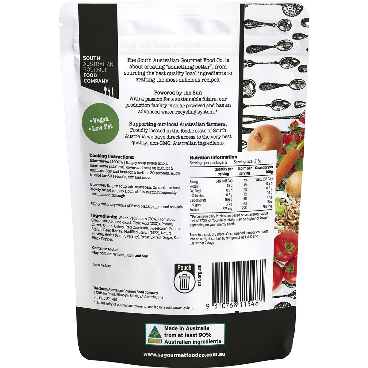 South Australian Gourmet Food Chunky Hearty Vegetable Soup 430g