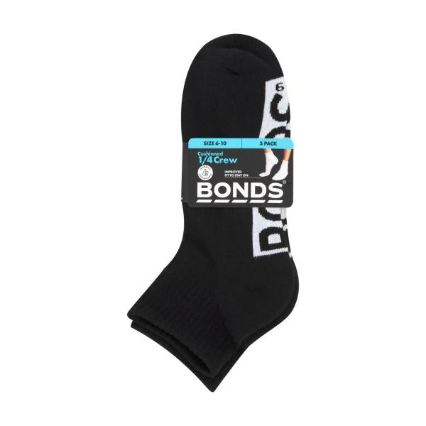 BONDS MENS 1/4 CREW SOCKS SIZE 11-14:3PACK