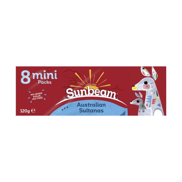 SUNBEAM AUSTRALIAN SULTANAS MINI PACKS 8 X 15G