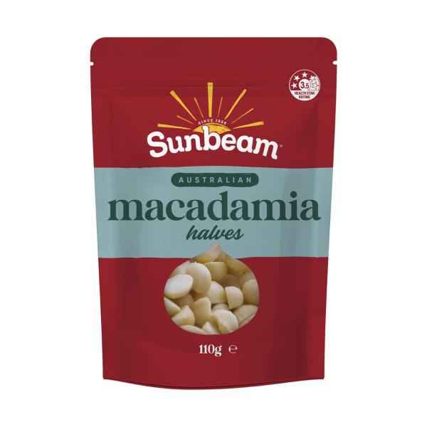 SUNBEAM AUSTRALIAN NUTS MACADAMIA HALVES 110G
