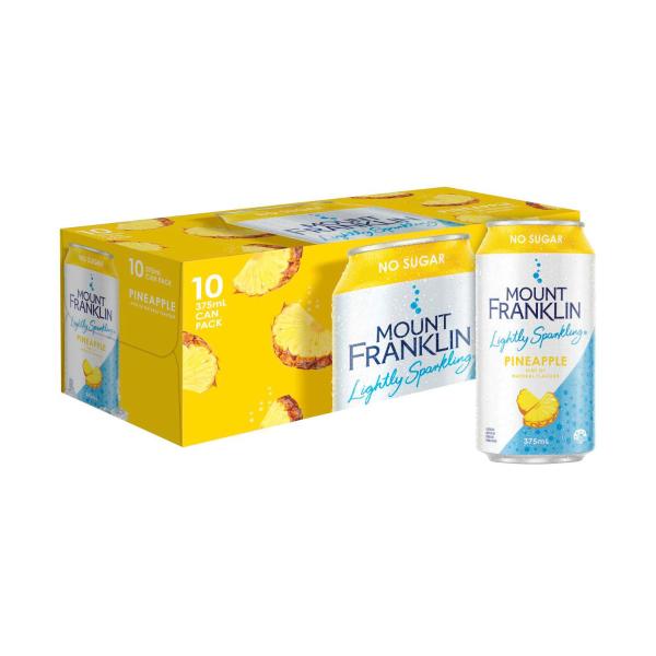MOUNT FRANKLIN LIGHTLY SPARKLING WATER:PINEAPPLE:.:10 PACK