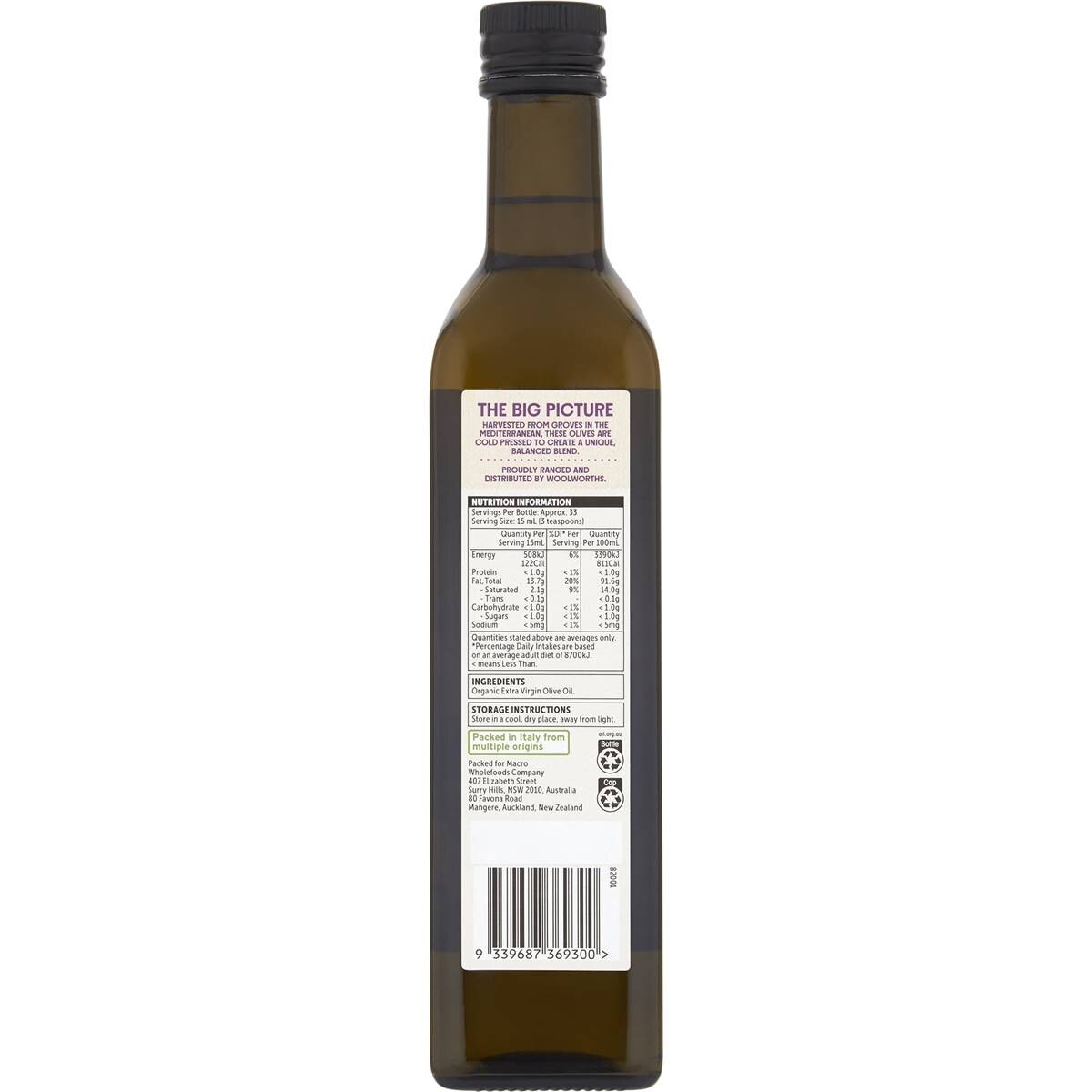 Macro Organic Extra Virgin Olive Oil Mediterranean 500ml