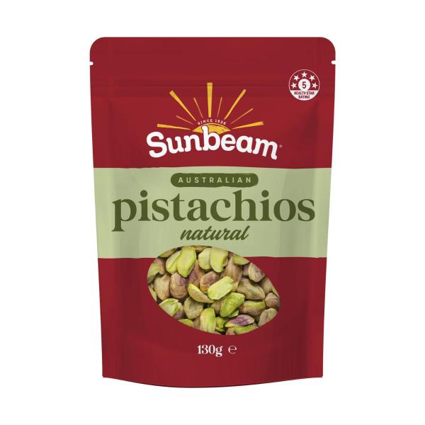 SUNBEAM AUSTRALIAN NUTS NATURAL PISTACHIOS 130G