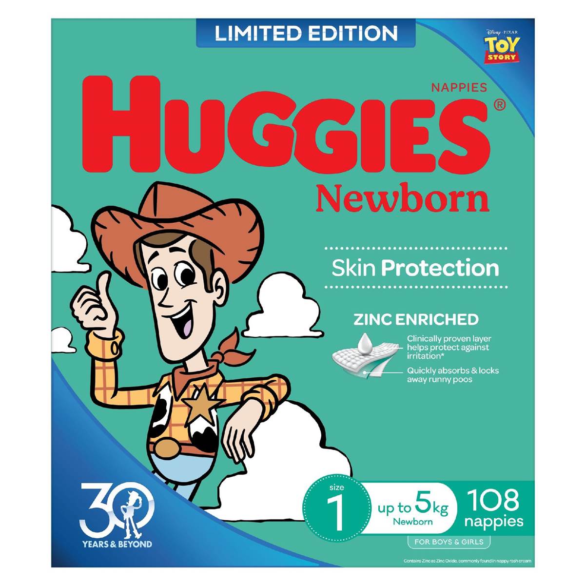 Huggies Newborn Nappies Size 1 (Up To 5kg) 108 Pack