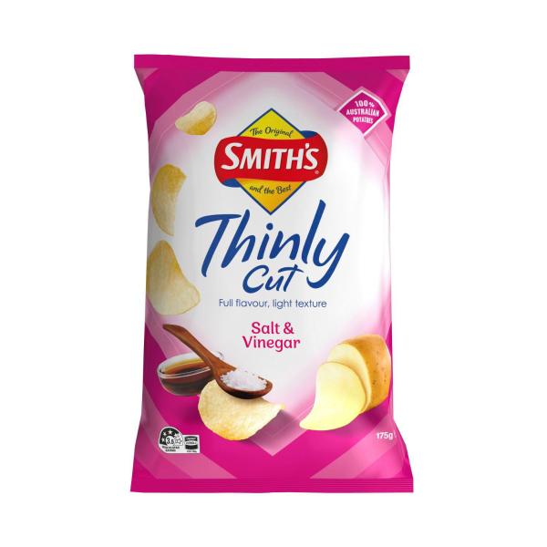 SMITHS THINLY CUT POTATO CHIPS:SALT & VINEGAR:.:175 GRAM
