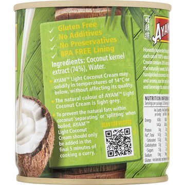 Ayam 100% Natural Light Coconut Cream 270mL