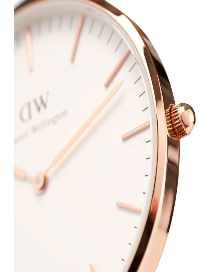 Petite St Mawes 28mm Leather Watch in Rose Gold
