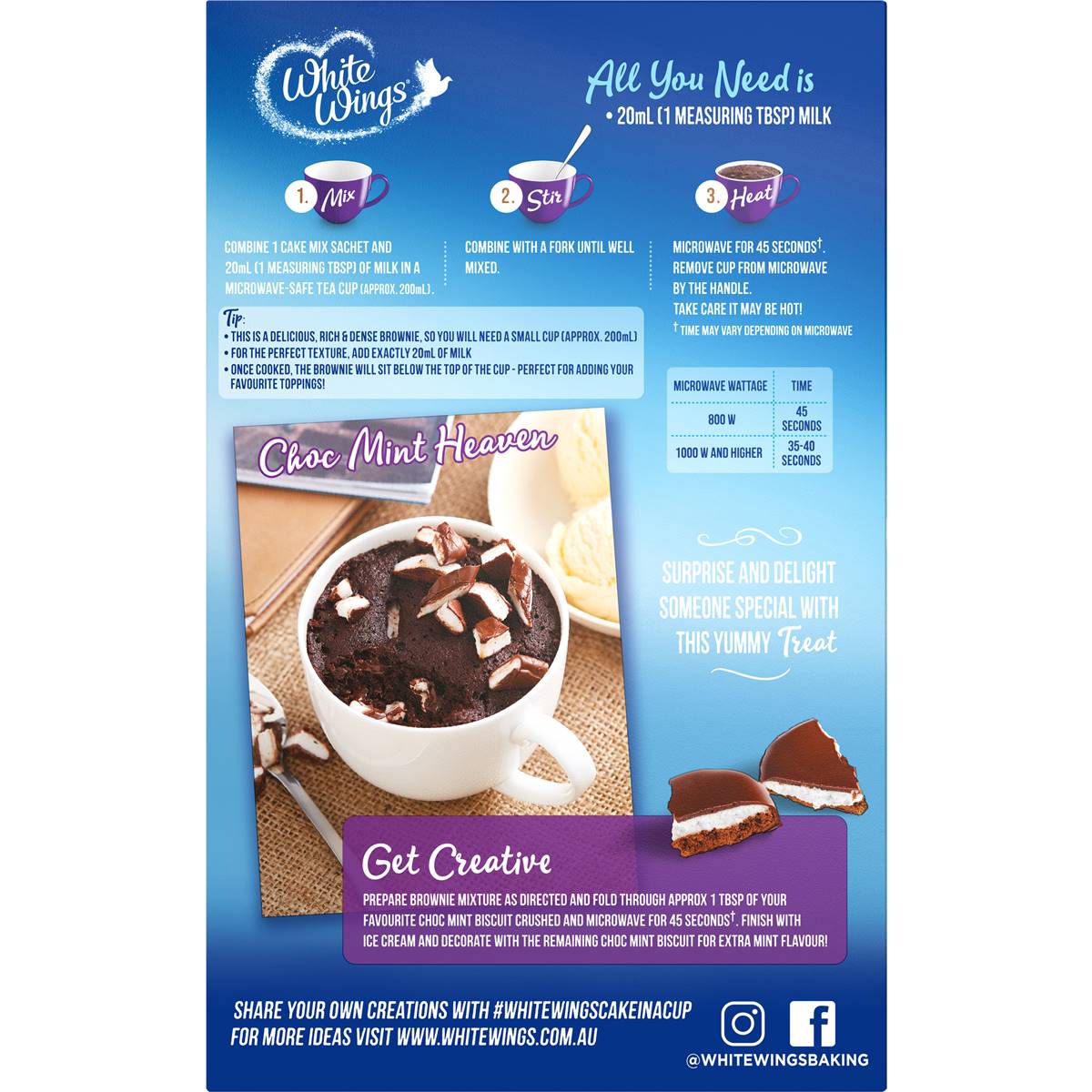 White Wings Cake In a Cup Triple Choc Brownie 4 Pack