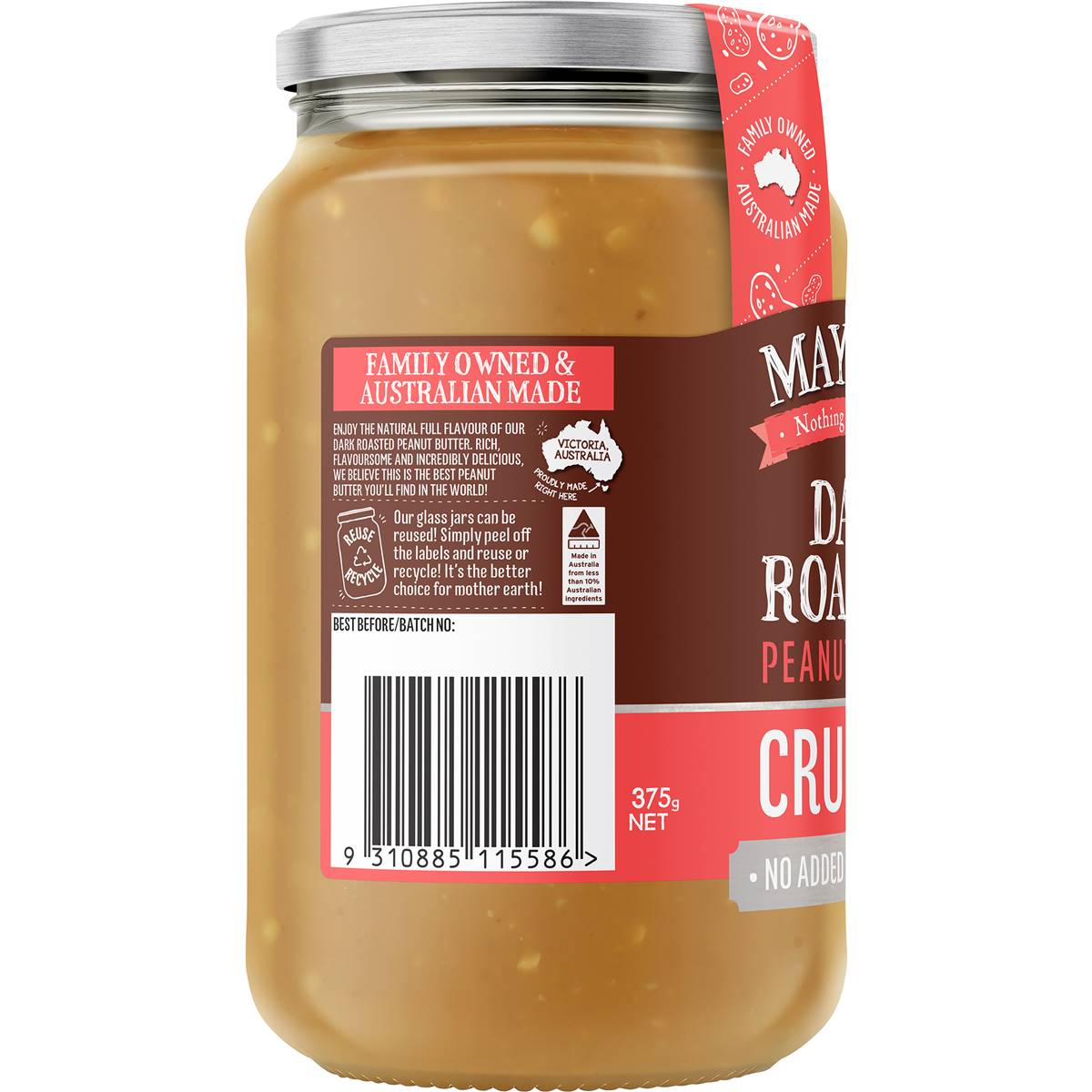 Mayver's Dark Peanut Butter Crunchy 375g