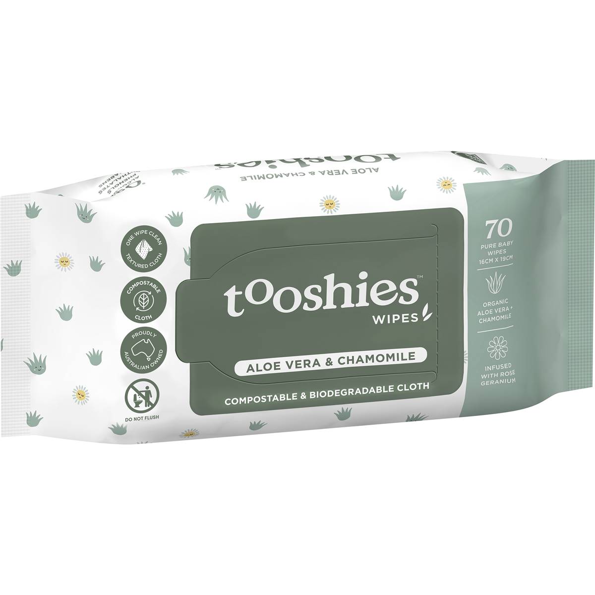 Tooshies Eco Wipes Aloe Vera & Chamomile Baby Wipes 70 Pack