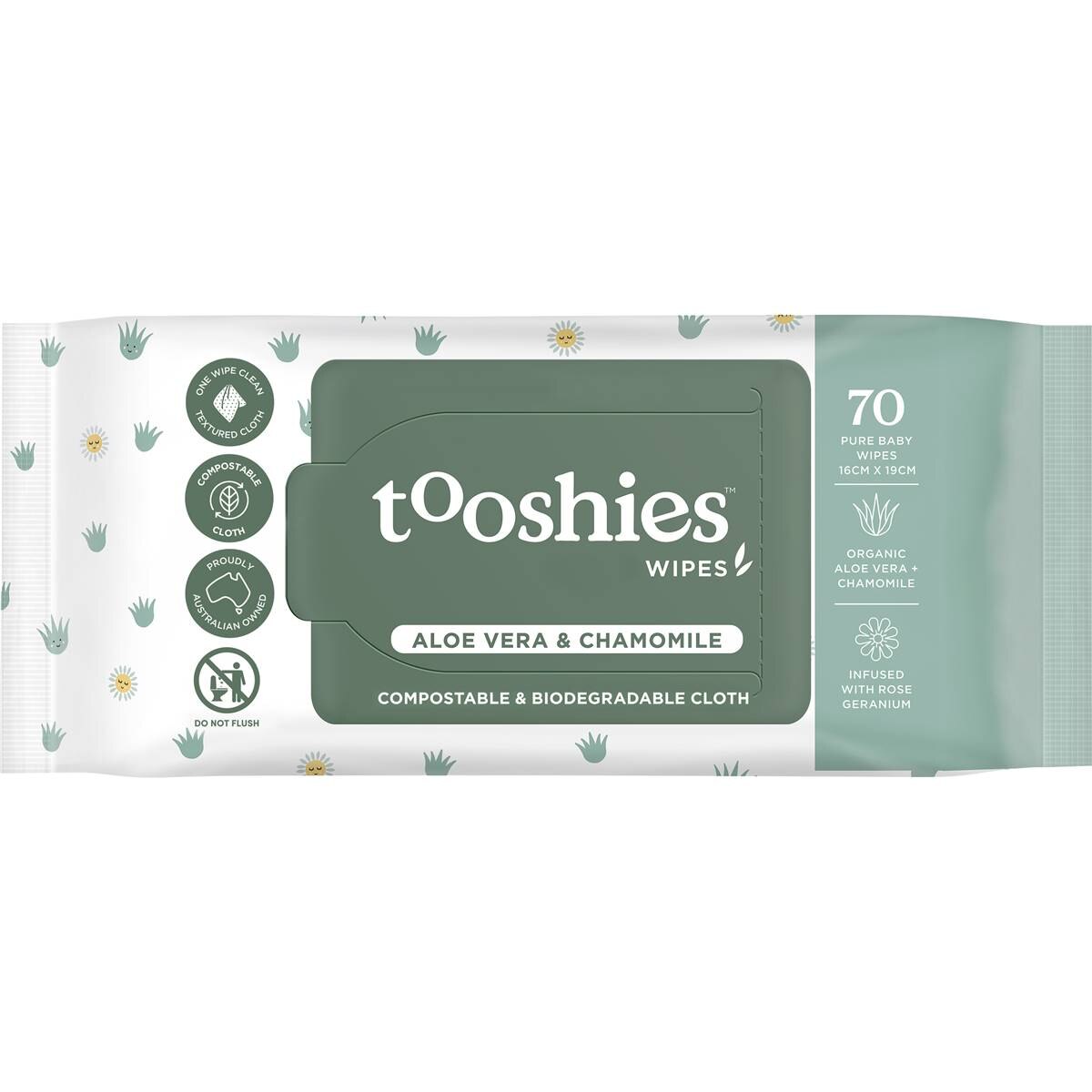 Tooshies Eco Wipes Aloe Vera & Chamomile Baby Wipes 70 Pack