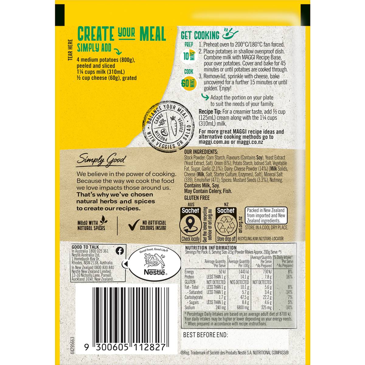 Maggi Side Dishes Cheese & Bacon Potato Bake 21g