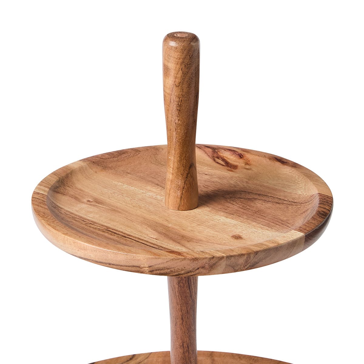 2 Tier Acacia Cake Stand - Brown