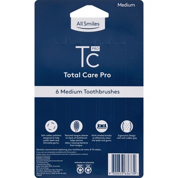 All Smiles Total Care Toothbrush Medium 6 pack