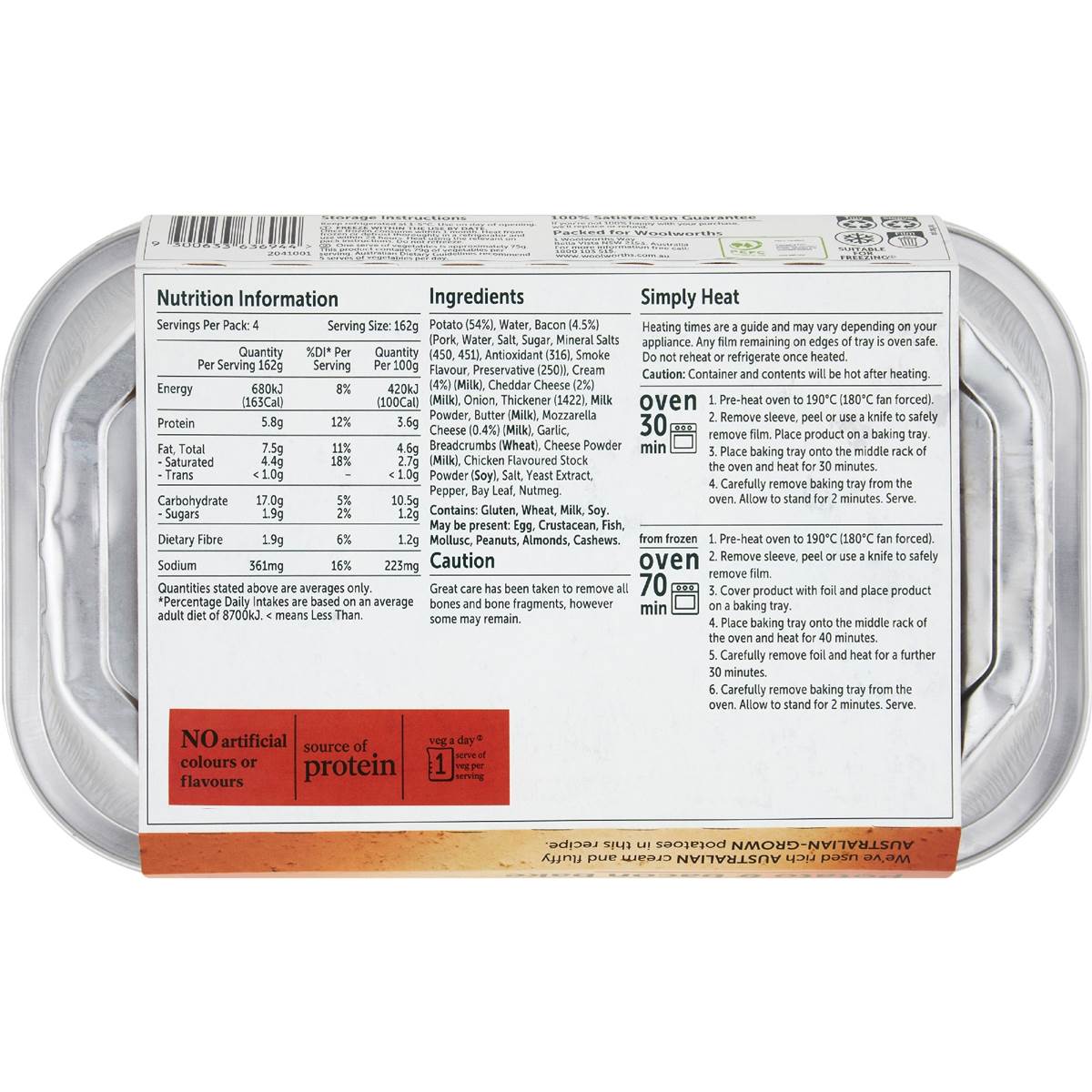 Woolworths Potato Bacon Bake 650g