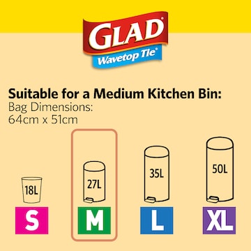 Glad Kitchen Tidy Bag Wavetop Medium 40 pack