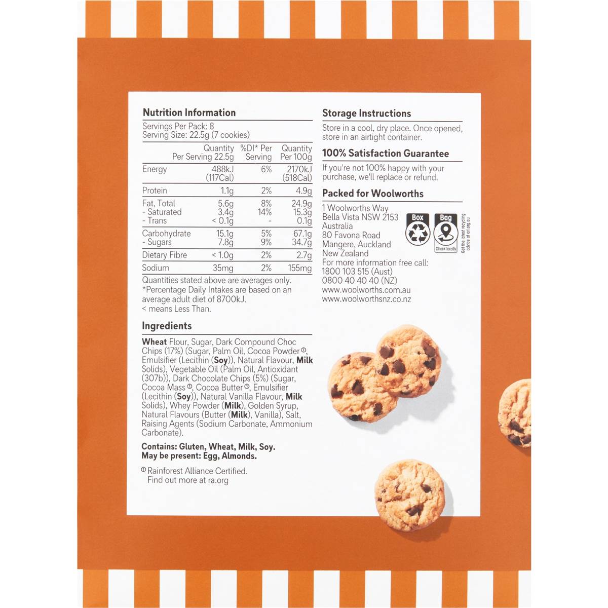 Woolworths Choc Chip Cookies Minis 8 pack