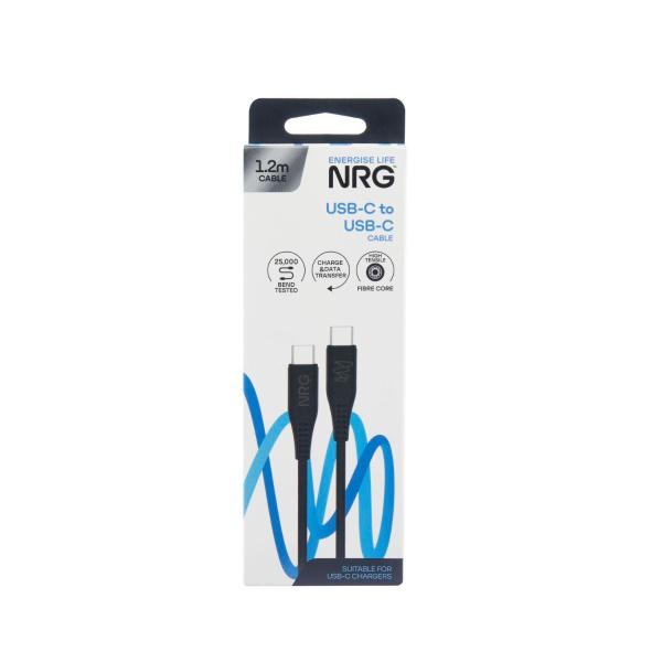 NRG 1.2M USB-C TO USB-C CABLE BLACK