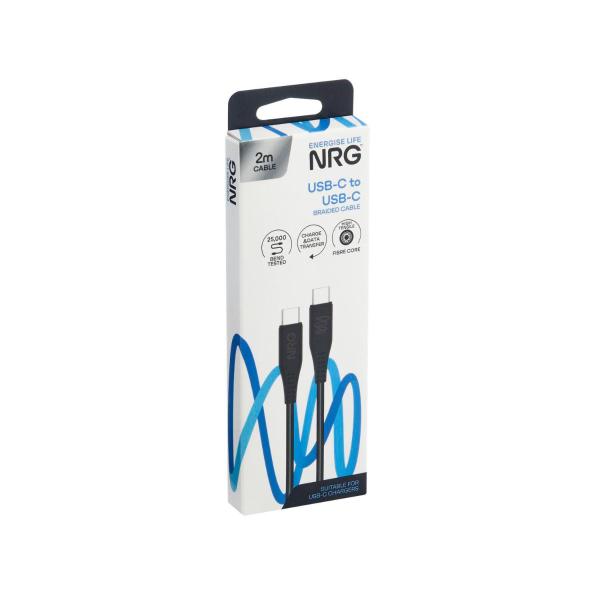 NRG 2M USB-C TO C - BLACK BRAIDED