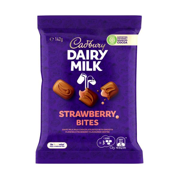 CADBURY DAIRY MILK STRAWBERRY CHOCOLATE BITES 142G