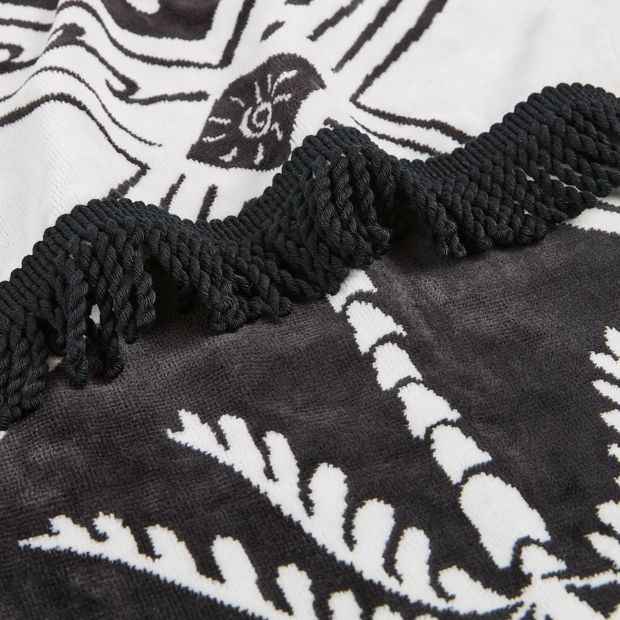 Australian Cotton Kids Beach Towel - Palm Tree Black