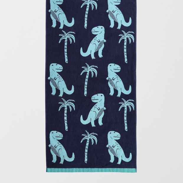 Kids Dino Australian Cotton Bath Towel - Peacoat