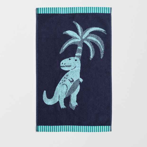 Kids Dino Australian Cotton Hand Towel - Peacoat