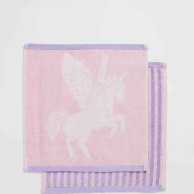 Kids Unicorn Australian Cotton 2 Pack Face Washer - Pale Lilac