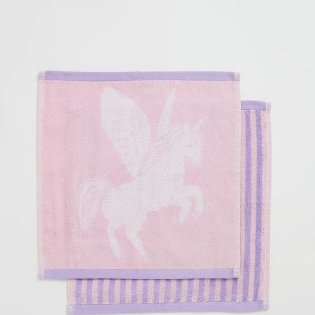 Kids Unicorn Australian Cotton 2 Pack Face Washer - Pale Lilac