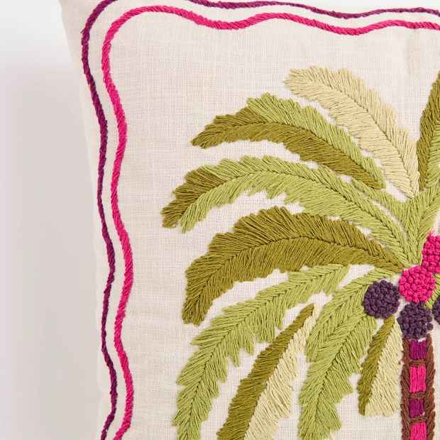 Palmer Embroidered Cushion - Pumice