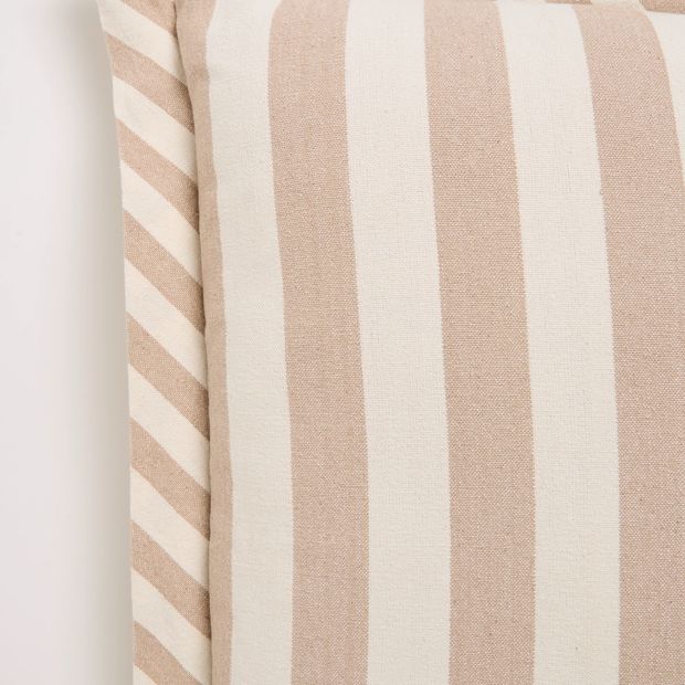 Dakota Stripe Cotton Cushion - Taupe