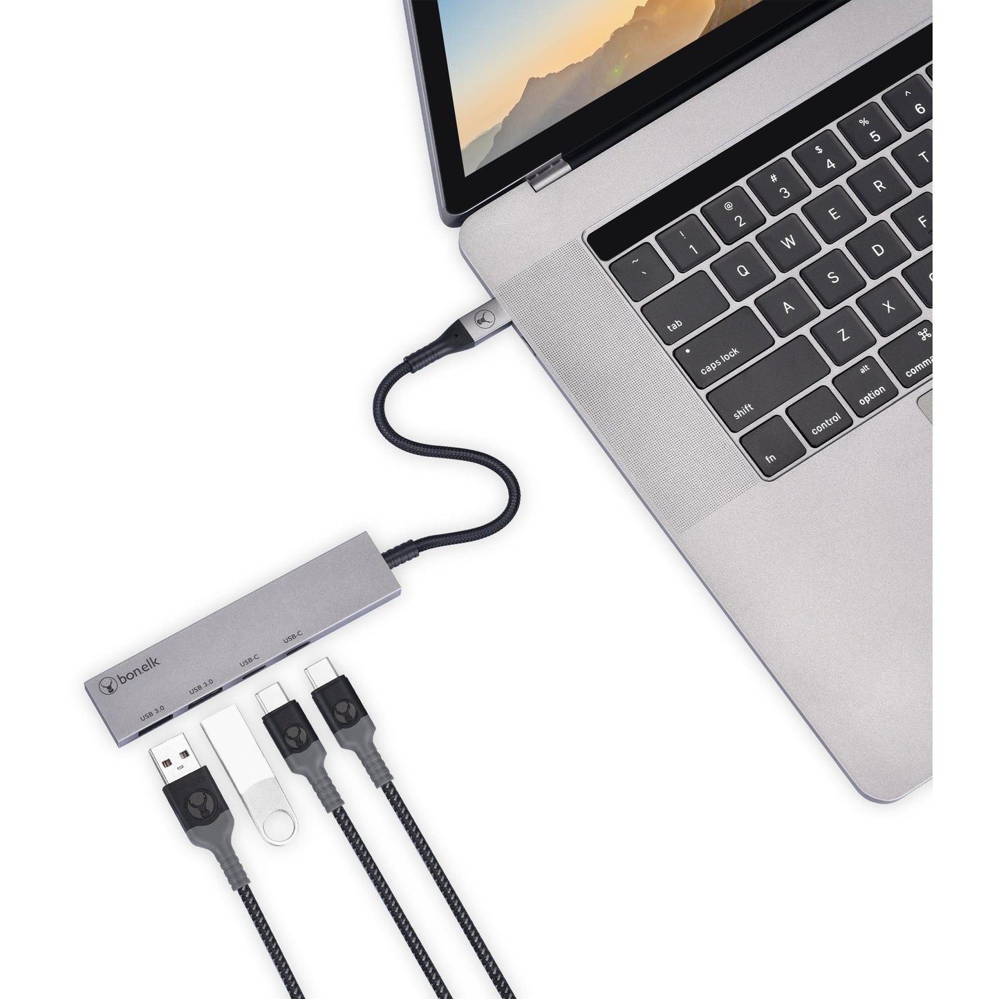 Bonelk Long-Life USB-C 4 in 1 Multiport Slim Hub (Space Grey)
