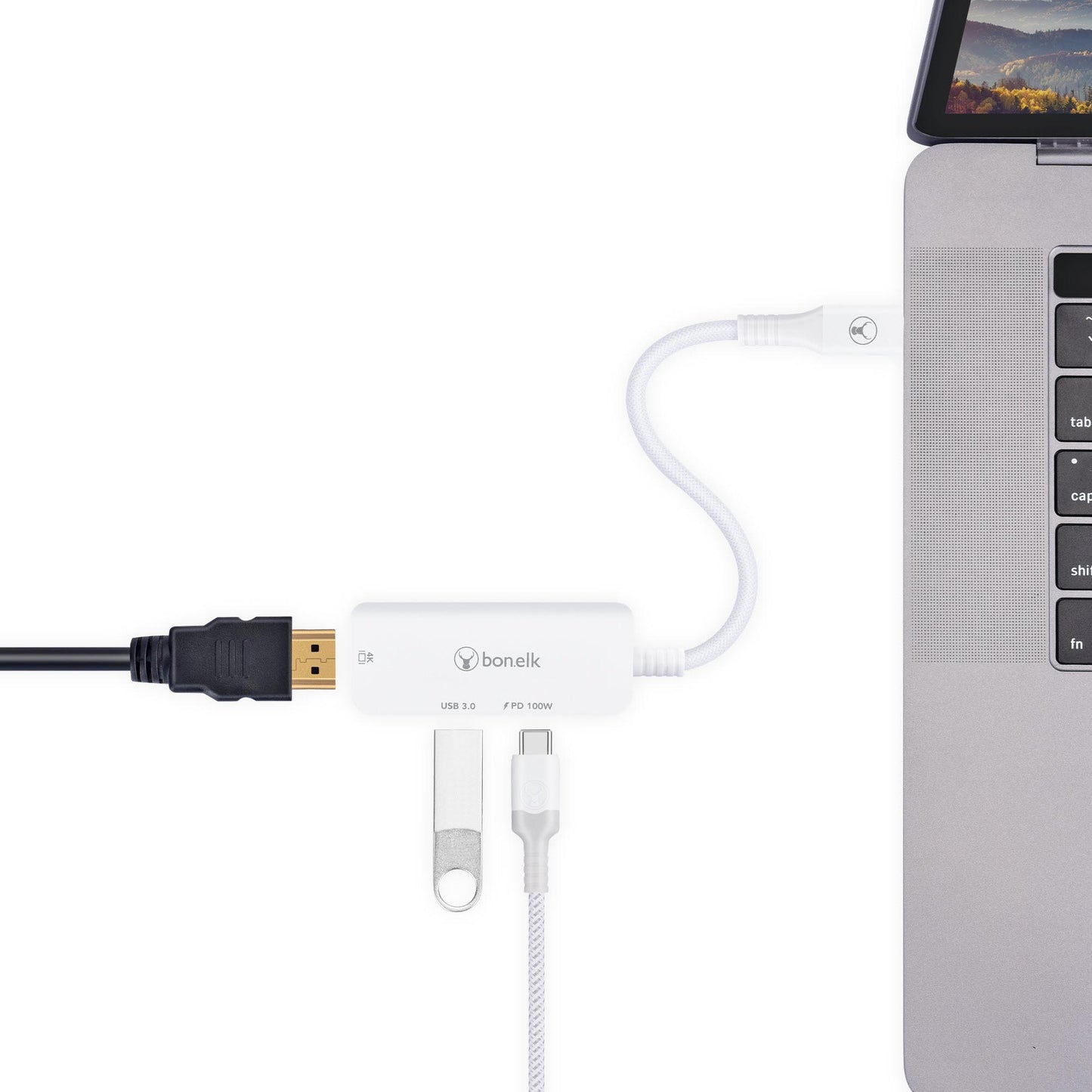 Bonelk Long-Life USB-C 3 in 1 Multiport Hub (White)