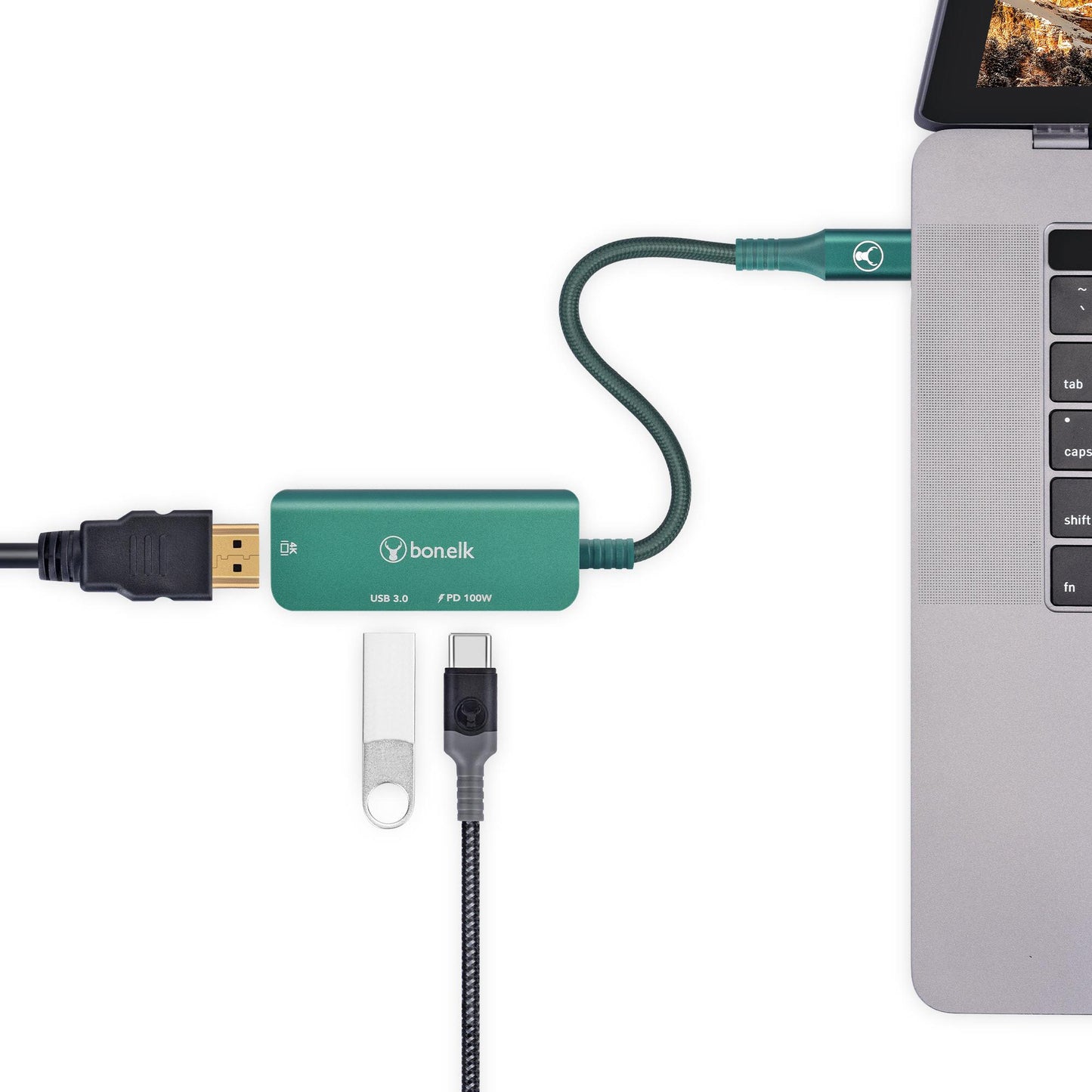 Bonelk Long-Life USB-C 3 in 1 Multiport Hub (Green)