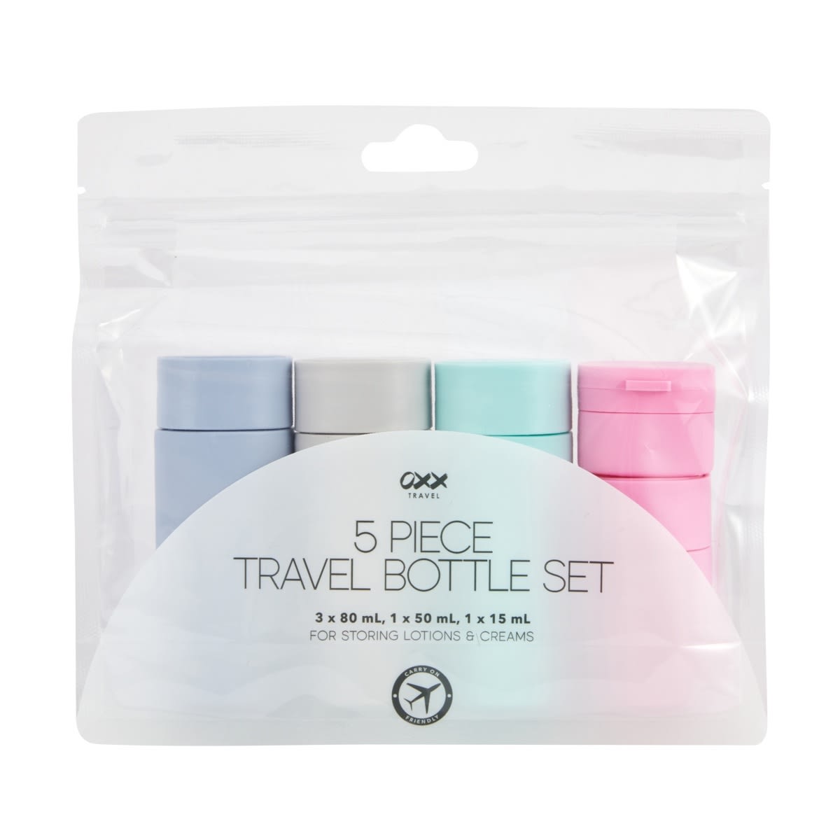 OXX Travel 5 Piece Travel Bottle Set