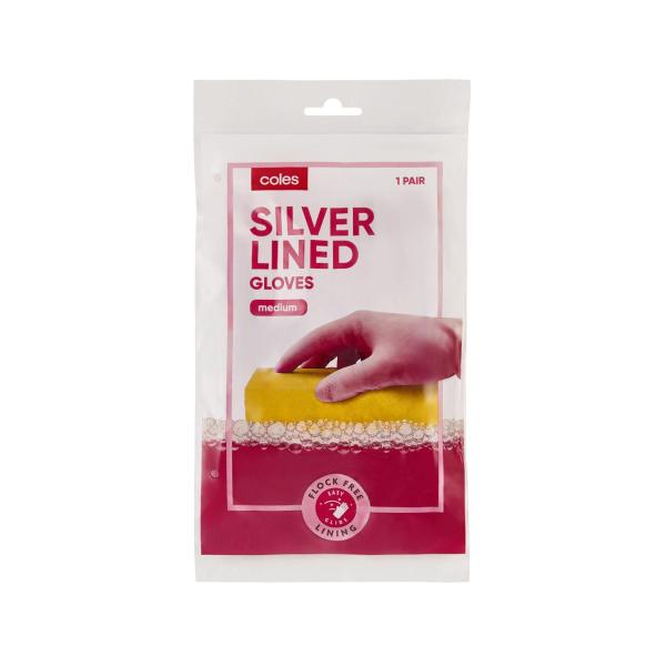 Silverlined Rubber Gloves Medium