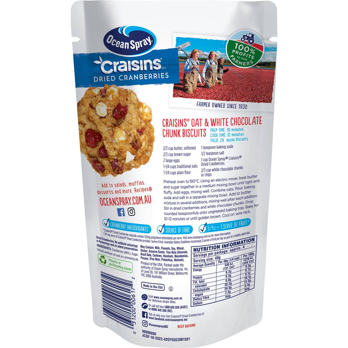 Ocean Spray Craisins Dried Cranberries 150g