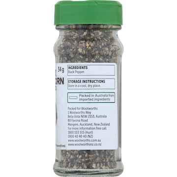 Woolworths Black Peppercorn Cracked 34g